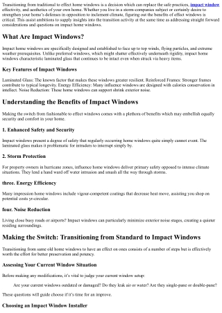 Making the Switch: Transitioning from Standard to Impact Windows