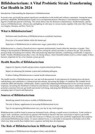 bifidobacterium a vital probiotic strain