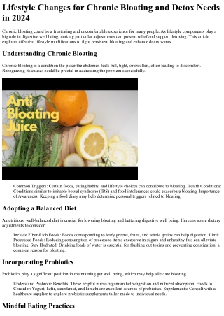 lifestyle changes for chronic bloating and detox