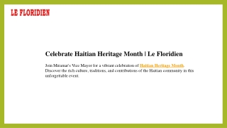 Celebrate Haitian Heritage Month  Le Floridien