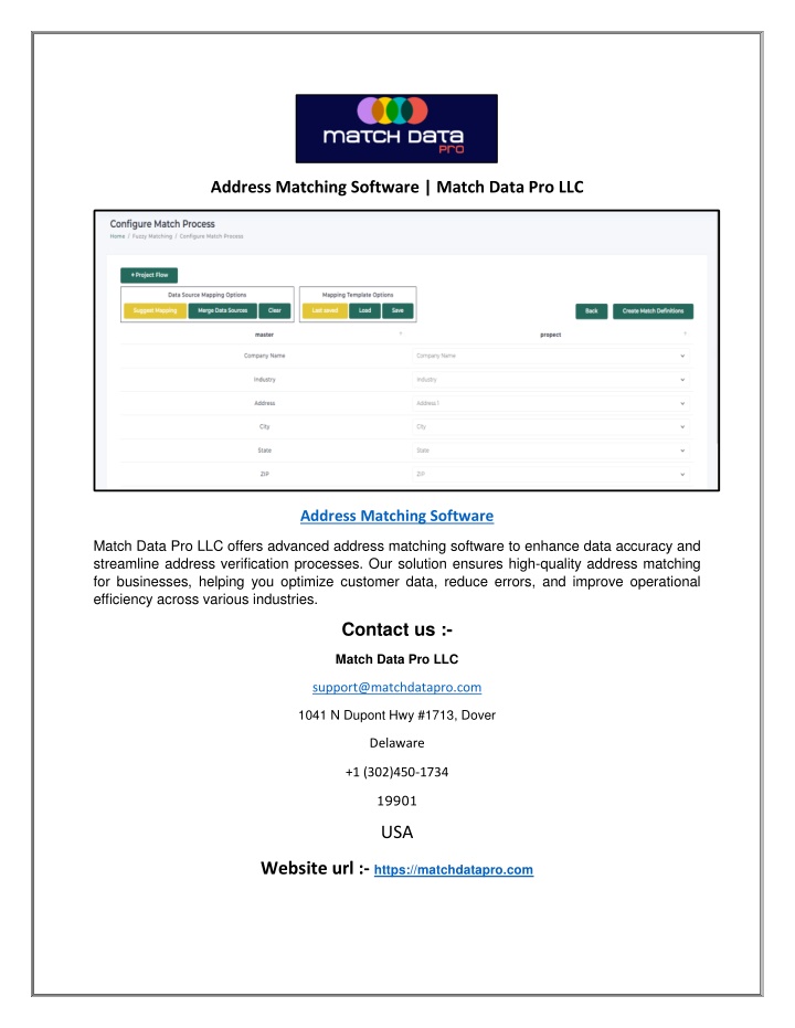 address matching software match data pro llc