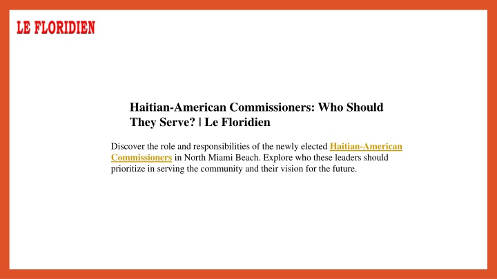 haitian american commissioners who should they