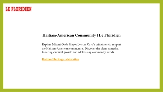 Haitian-American Community  Le Floridien