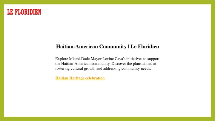 haitian american community le floridien