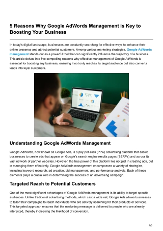 5 Reasons Why Google AdWords Management is Key to Boosting Your Business