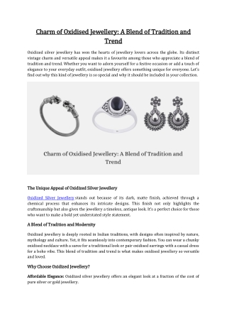 Charm of Oxidised Jewellery A Blend of Tradition and Trend