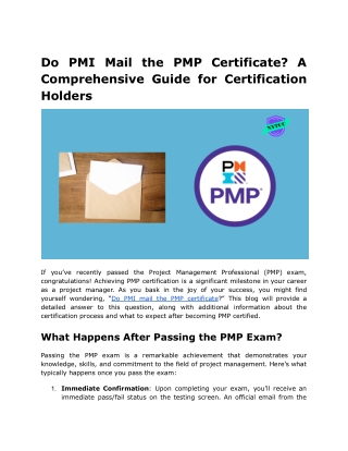 do pmi mail the pmp certificate a comprehensive