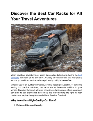 Discover the Best Car Racks for All Your Travel Adventures