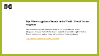 Top 5 Home Appliance Brands in the World  Global Brands Magazine