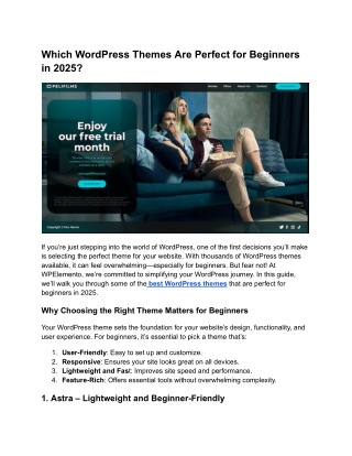 Which WordPress Themes Are Perfect for Beginners in 2025?