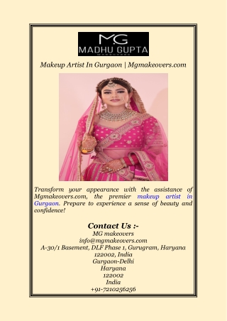 Makeup Artist In Gurgaon | Mgmakeovers.com