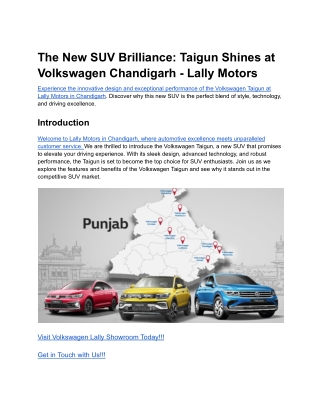 The New SUV Brilliance_ Taigun Shines at Volkswagen Chandigarh - Lally Motors