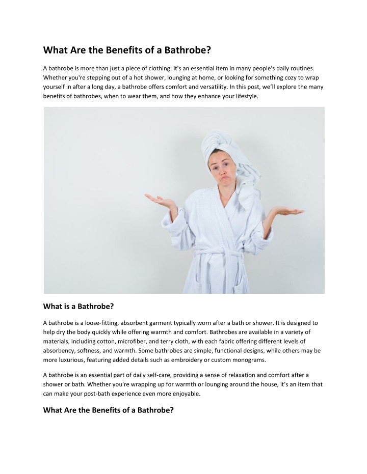 what are the benefits of a bathrobe