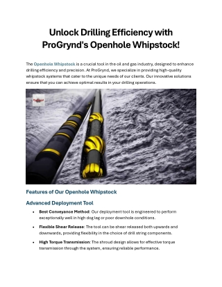 Openhole Whipstock