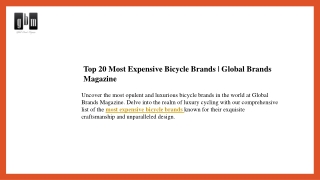 Top 20 Most Expensive Bicycle Brands  Global Brands Magazine