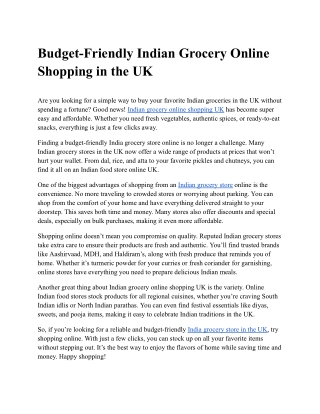 Budget Mart: Your One-Stop Shop for Affordable Indian Groceries Online in the UK