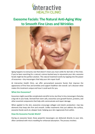 Exosome Facials  The Natural Anti-Aging Way to Smooth Fine Lines and Wrinkles