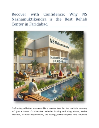 Recover with Confidence Why NS Nashamuktikendra is the Best Rehab Center in Faridabad