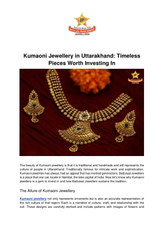 Authentic Kumaoni Jewellery in Uttarakhand - Battulaal Jewellers