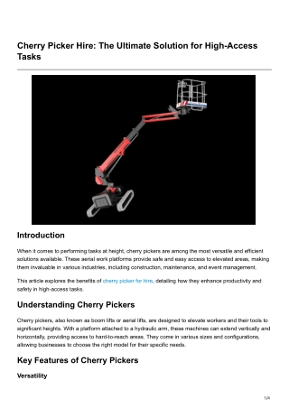 Cherry Picker Hire The Ultimate Solution for High Access Tasks