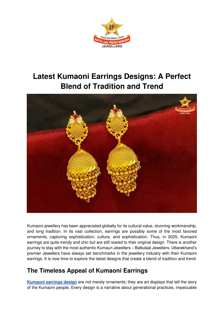 latest kumaoni earrings designs a perfect blend