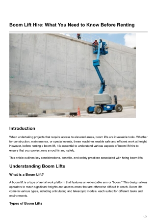 Boom Lift Hire What You Need to Know Before Renting