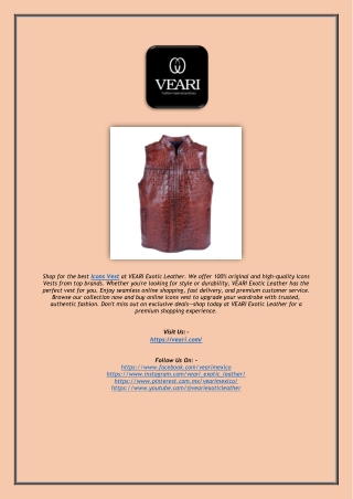 Buy Icons Vest Online at VEARI Exotic Leather | 100% Authentic Brands