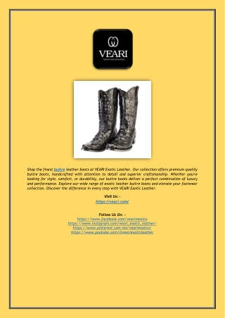 Buitre Leather Boots Collection | VEARI Exotic Leather