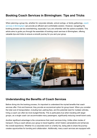 Booking Coach Services in Birmingham Tips and Tricks