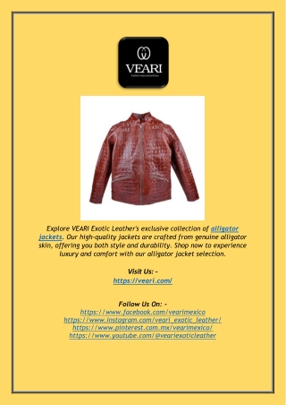 alligator Buy Premium Alligator Jacket Online | VEARI Exotic Leather