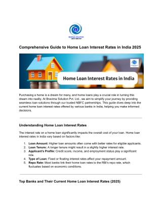 Comprehensive Guide to Home Loan Interest Rates in India 2025