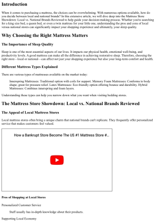 Mattress Store Showdown: Local vs. National Brands Reviewed