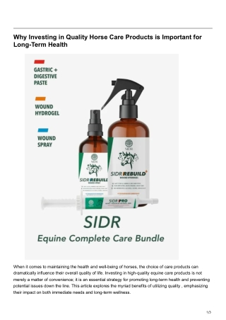 Why Investing in Quality Horse Care Products is Important for Long-Term Health