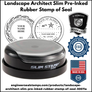 Slim Pre-Inked Rubber Stamp for Landscape Architects