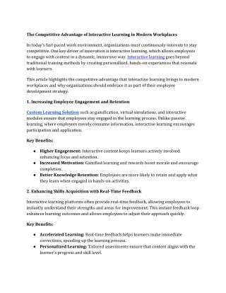 the competitive advantage of interactive learning