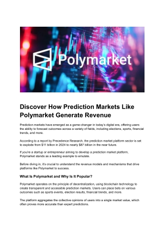 Polymarket How Do Prediction Markets Like Polymarket Generate Revenue?