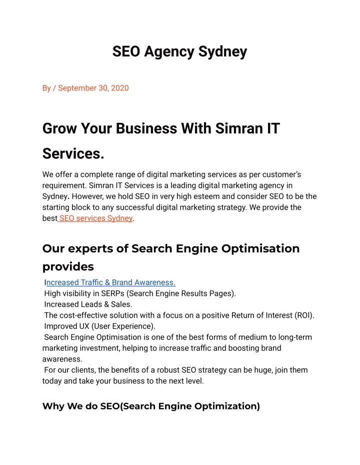 seo agency sydney