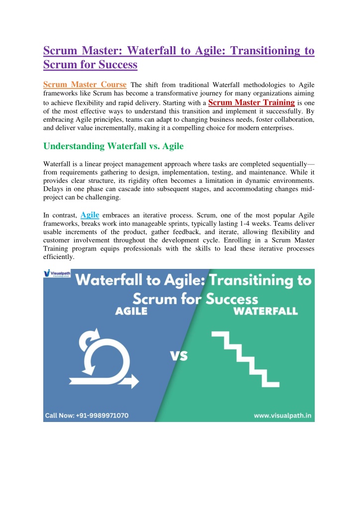 scrum master waterfall to agile transitioning