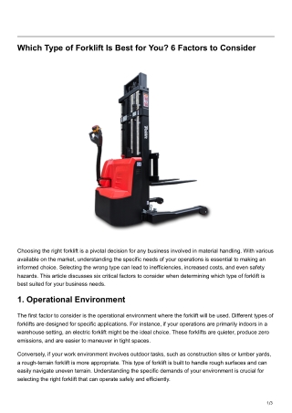 Which Type of Forklift Is Best for You 6 Factors to Consider