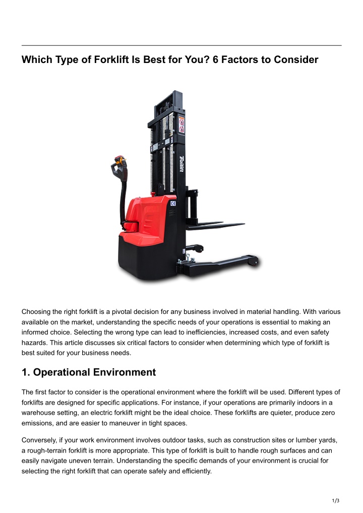 which type of forklift is best for you 6 factors