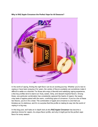 Why Is RAZ Apple Cinnamon the Perfect Vape for All Seasons?