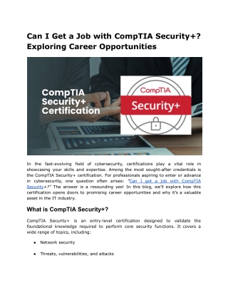 can i get a job with comptia security exploring