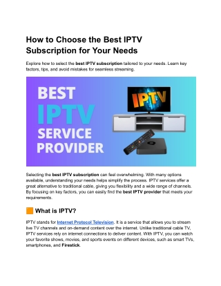 how to choose the best iptv subscription for your