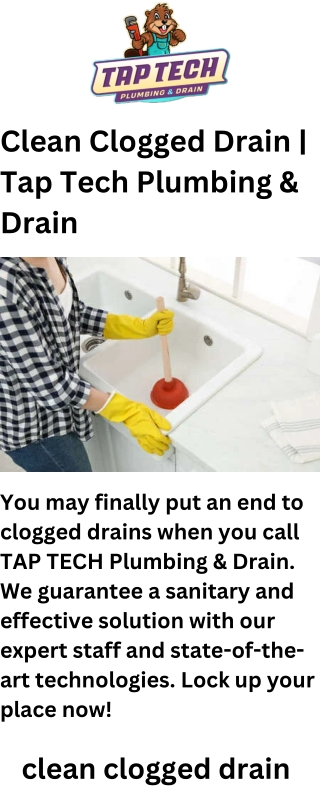 clean clogged drain tap tech plumbing drain