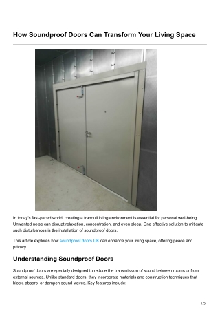 How Soundproof Doors Can Transform Your Living Space