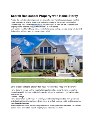 Search Residential Property with Home Storey