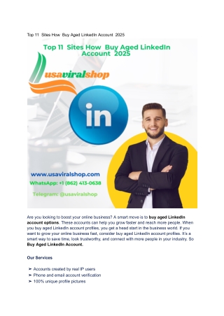 Top 11  Sites How  Buy Aged LinkedIn Account  2025