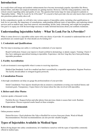 “Injectables Safety – What To Look For In A Provider?”