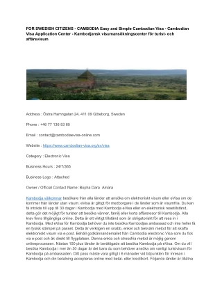 100th FOR SWEDISH CITIZENS - CAMBODIA Easy and Simple Cambodian Visa - Cambodian Visa Application Center - Kambodjansk v