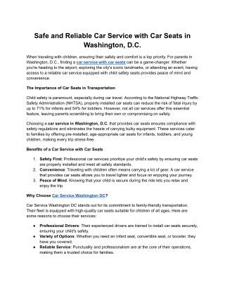 safe and reliable car service with car seats